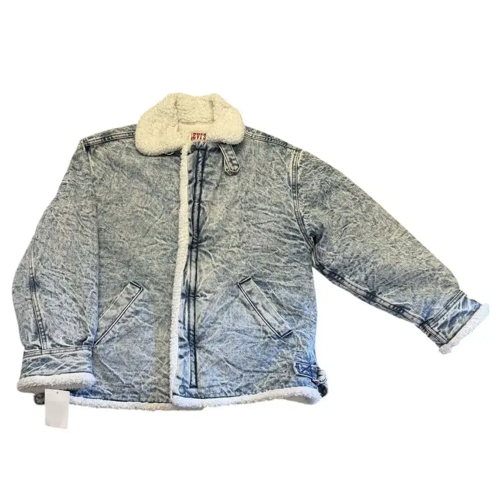 Vintage 80s Levi's San Francisco Sherpa Lined Acid Washed Denim Jacket Large